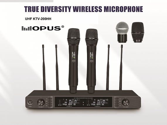 Фото Радиосистема OPUS  UHF KTV-200HH ручная с 2микр, 500 каналов, подходит голова SHURE