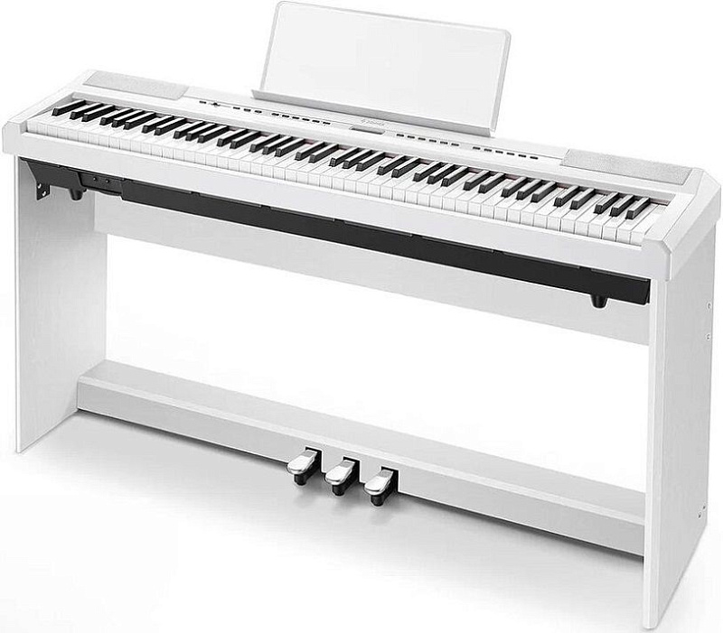 Фото Портативное цифровое пианино со стойкой и педальным блоком Donner DEP-20 White + Stand