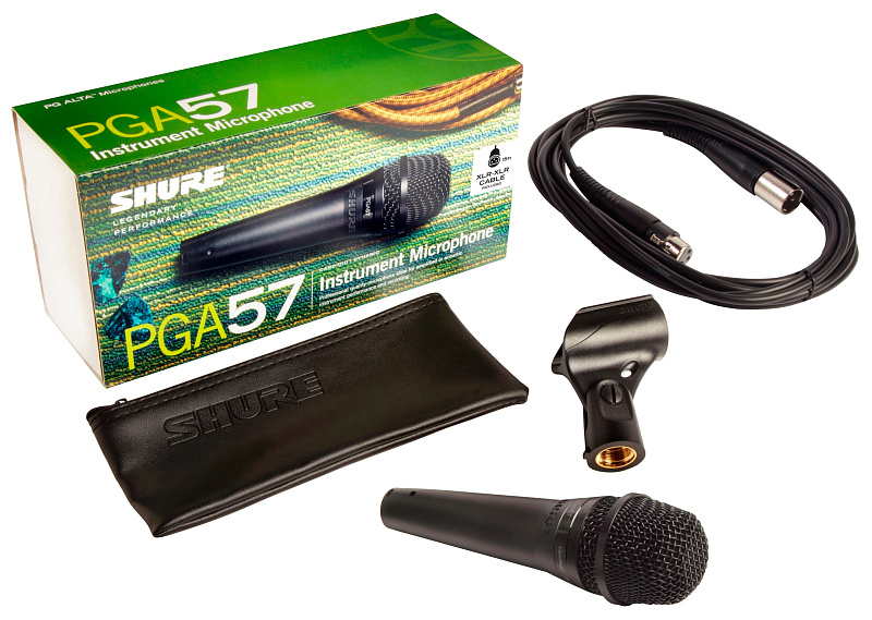 Фото SHURE PGA57-XLR кардиоидный инструментальный микрофон c выключателем, с кабелем XLR -XLR