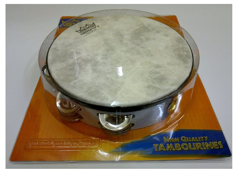 Фото Remo TA-5208-00 8" тамбурин двухрядный, 16 пар бубенцов, пластик Fiberskyn