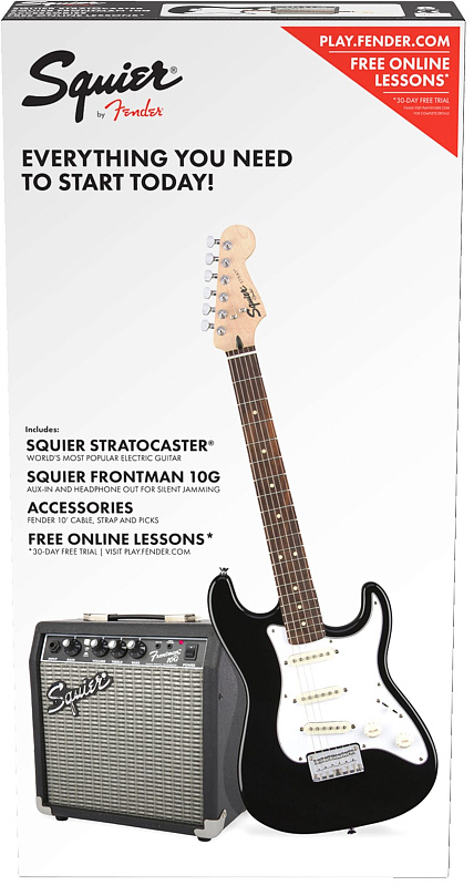 Фото Squier Stratocaster® Pack, Laurel Fingerboard, Black, Gig Bag, 10G - 230V EU