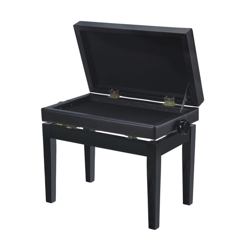 Фото HY-PJ007-GLOSS-BLACK Банкетка, черная, искусственная кожа, Rin